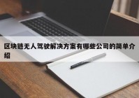 区块链无人驾驶解决方案有哪些公司的简单介绍